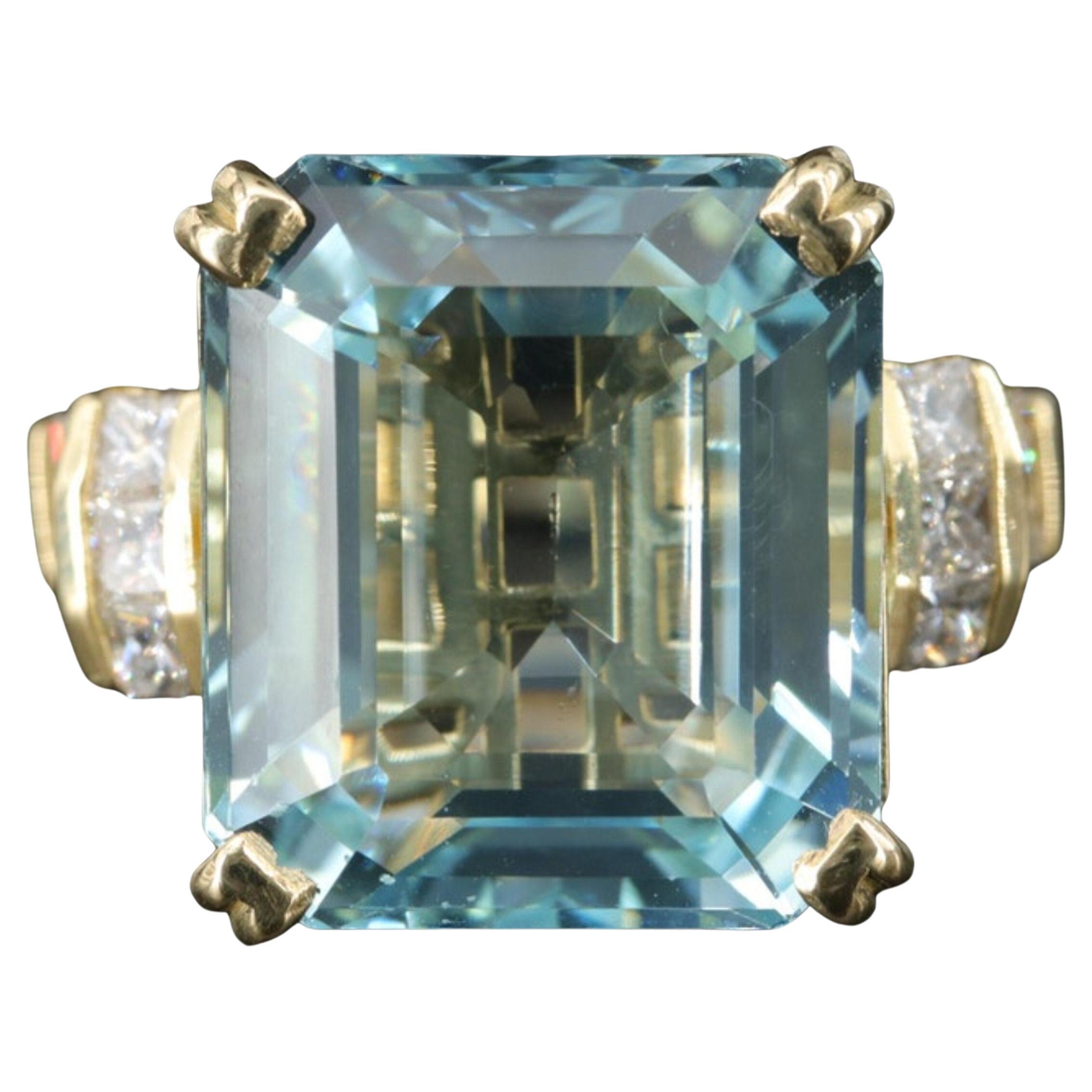 Im Angebot: Verlobungsring mit Aquamarin im Vintage-Stil, antiker Aquamarin ()