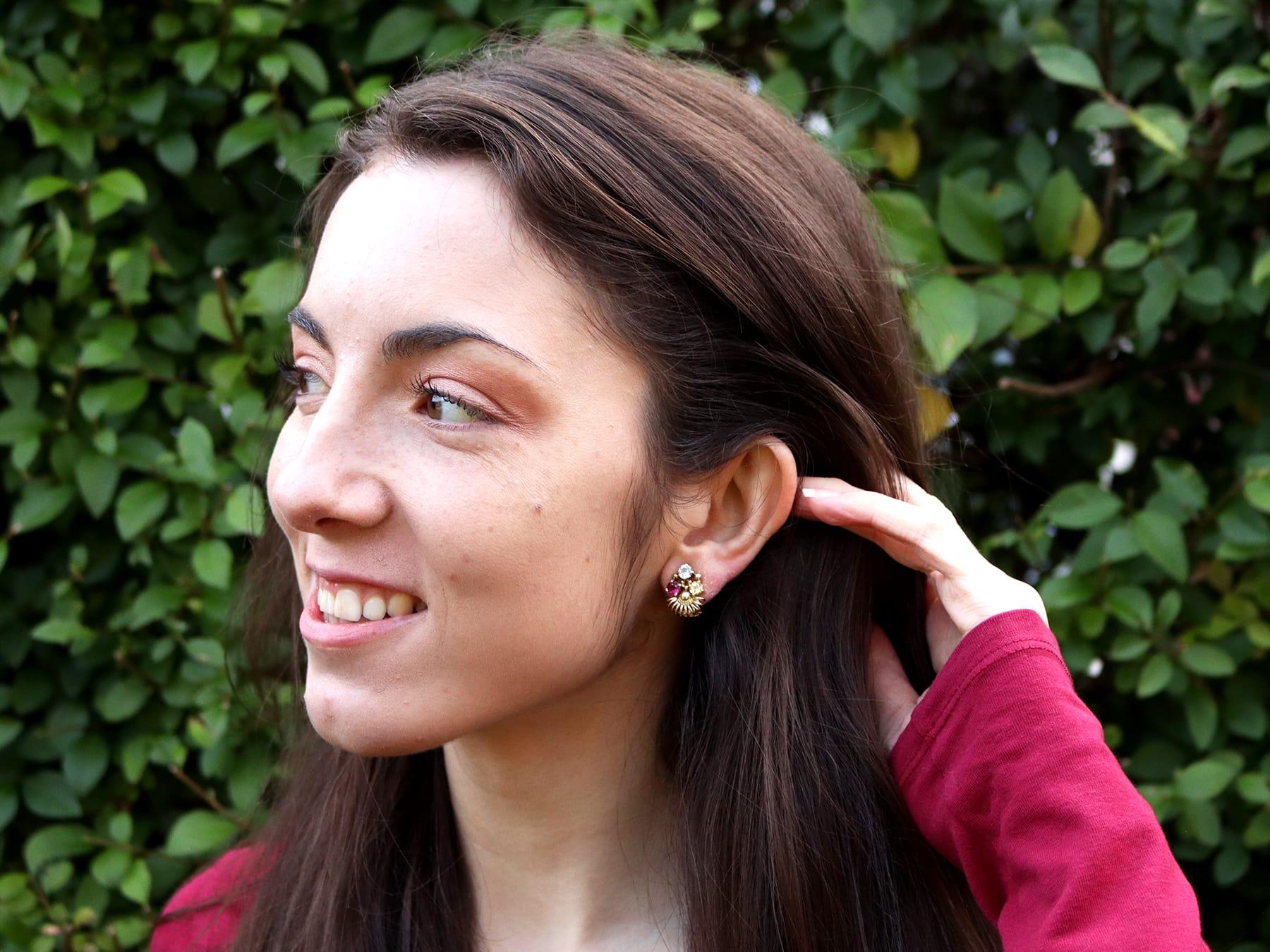 Boucles d'oreilles aigue-marine, grenat et citrine en or jaune en vente 5