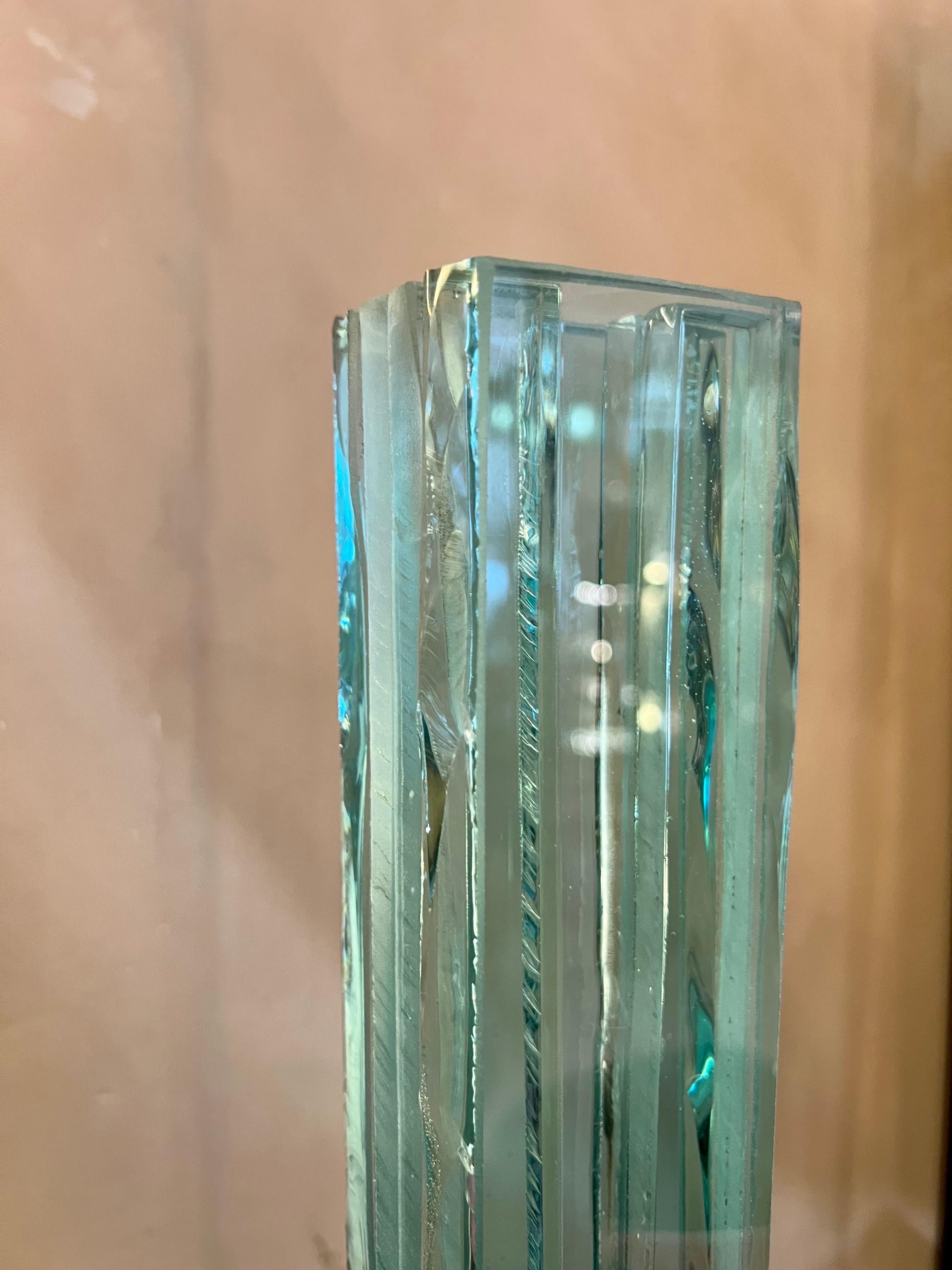 Vintage Aquamarine Glass Menhir Sculpture Table Lamp, 1950s For Sale 11
