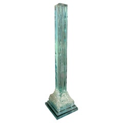 Vintage Aquamarine Glass Menhir Sculpture Table Lamp, 1950s