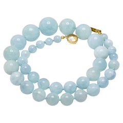Vintage Aquamarine Beaded Necklace, 18.5 Inches, Europe, 1960s