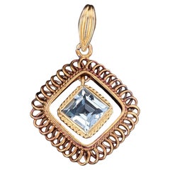 Vintage Aquamarine Pendant of 14k Gold, Circa 1940-1950