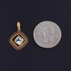 Vintage Aquamarine Pendant of 14k Gold, Circa 1940-1950