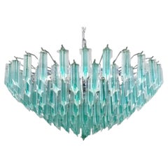 Vintage Aquamarine Quadrieri Murano Glass Chandelier. Italy, 1960
s.