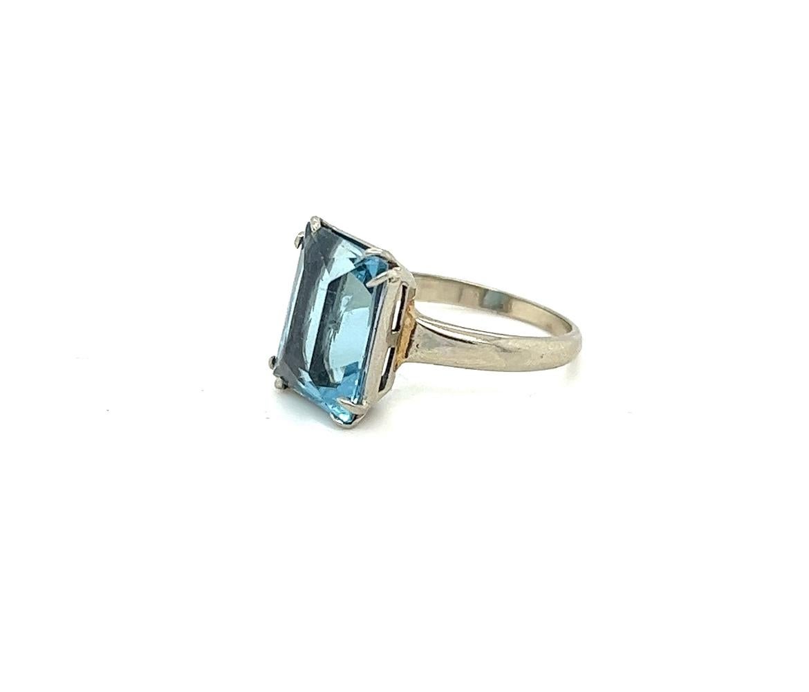 Solitär-Ring, Aquamarin, 14k (Retro)