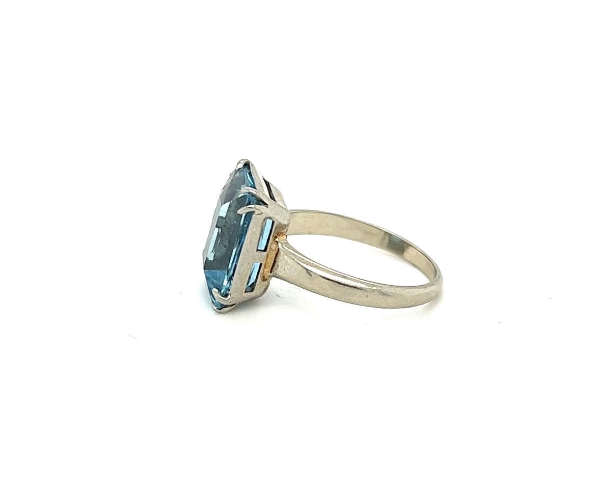 Solitär-Ring, Aquamarin, 14k (Smaragdschliff)