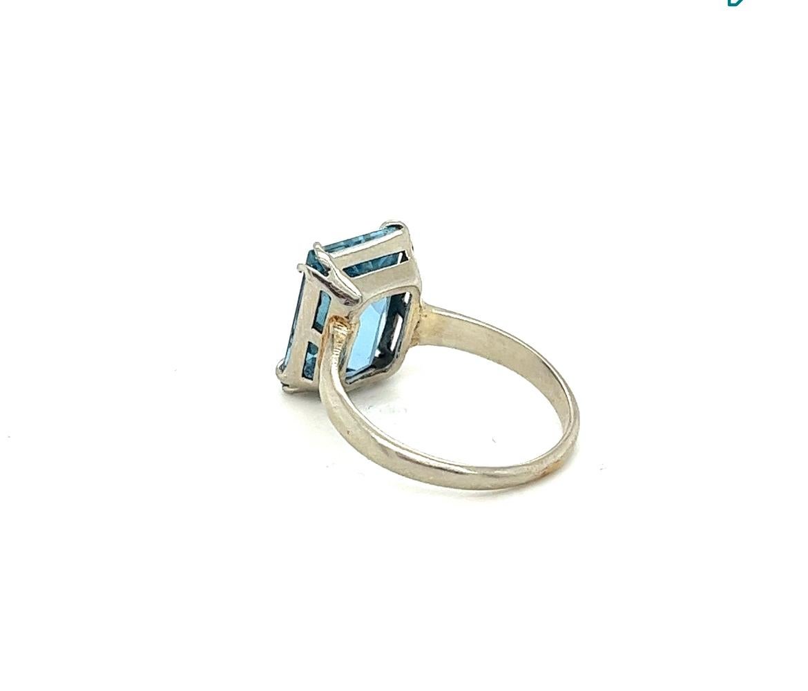 Solitär-Ring, Aquamarin, 14k im Zustand „Gut“ in Miami, FL