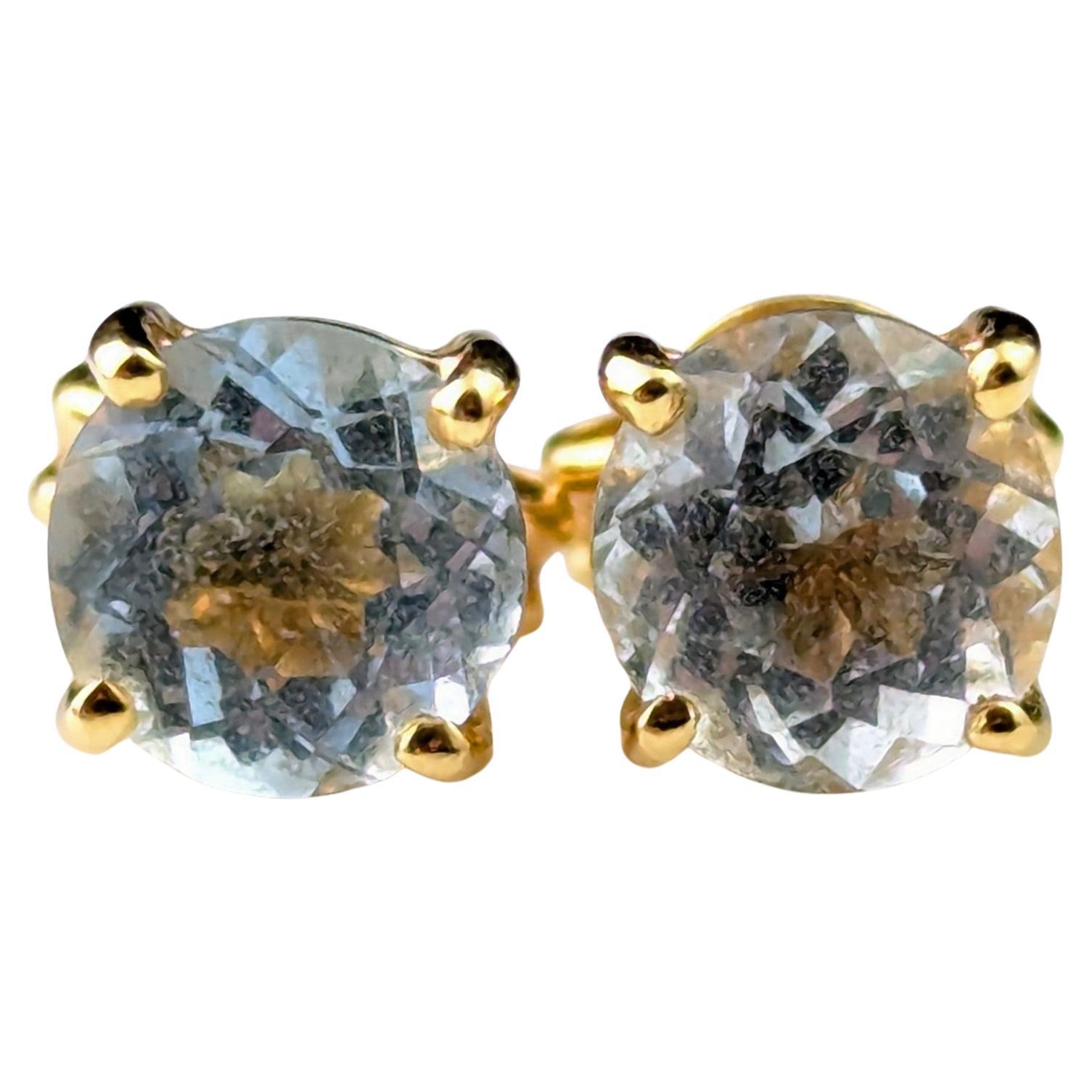 Pendientes vintage de aguamarina, oro amarillo de 18 quilates