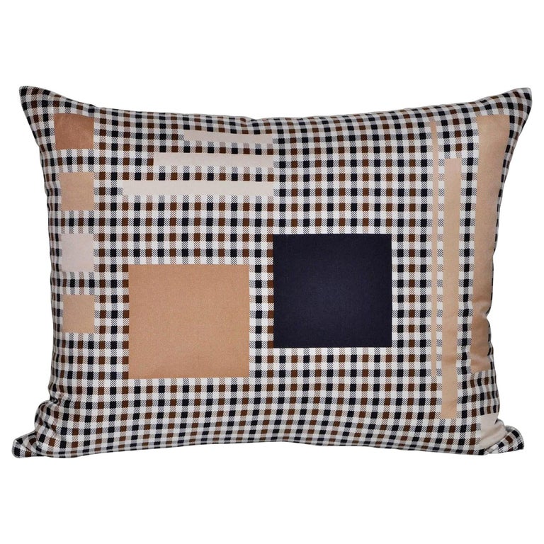Vintage Aquascutum Silk Plaid Tartan Fabric and Irish Linen Cushion Pillow  For Sale at 1stDibs