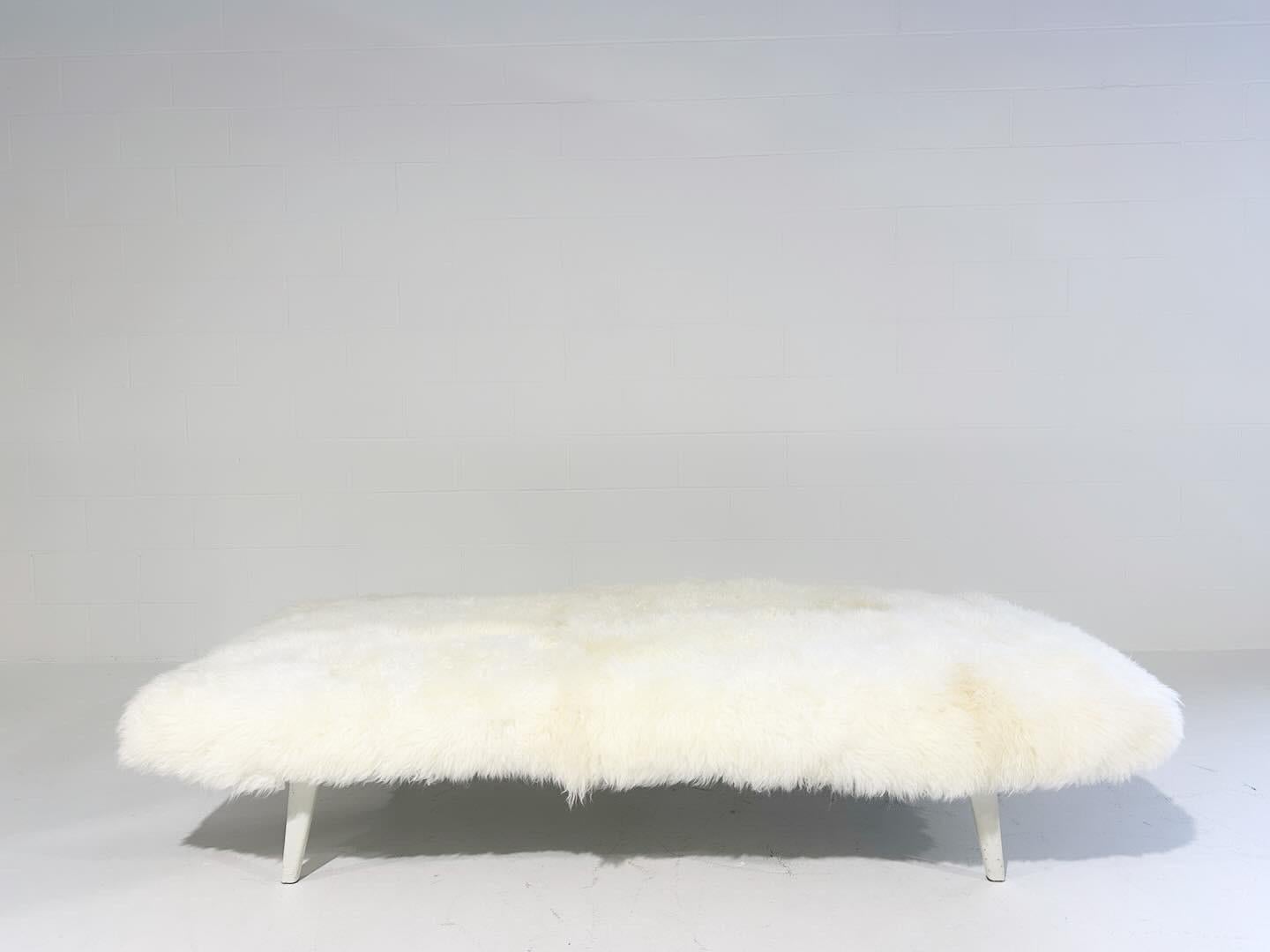 Mid-20th Century Vintage A.R. Cordemeijer Cleopatra Daybed with New, Custom Sheepskin Cushion For Sale