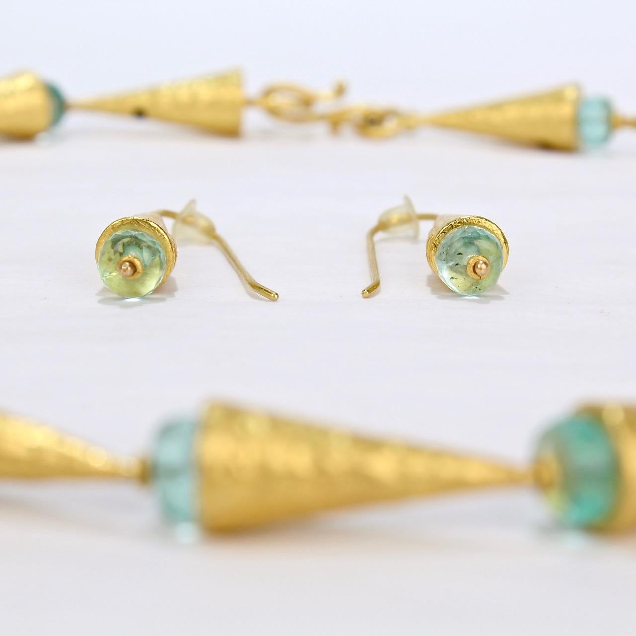 Vintage Ara 24 Karat Gold and Emerald Beaded Necklace and Earring Set 7