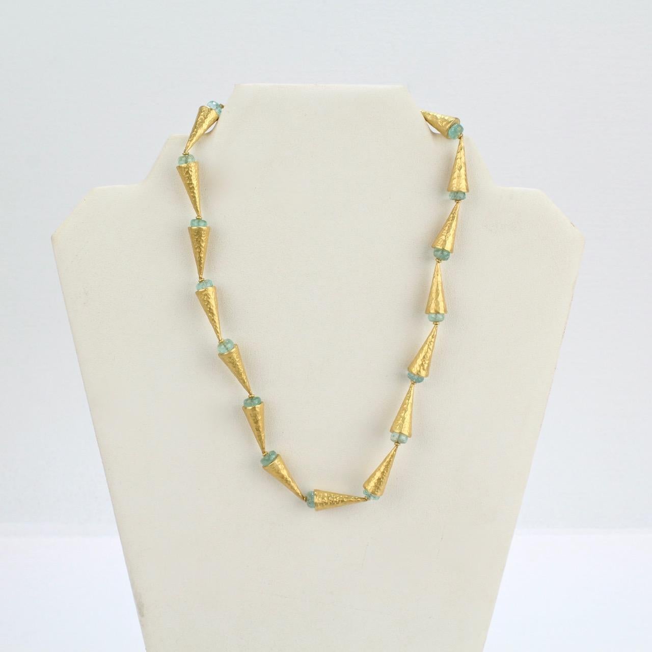 Vintage Ara 24 Karat Gold and Emerald Beaded Necklace and Earring Set In Good Condition In Philadelphia, PA
