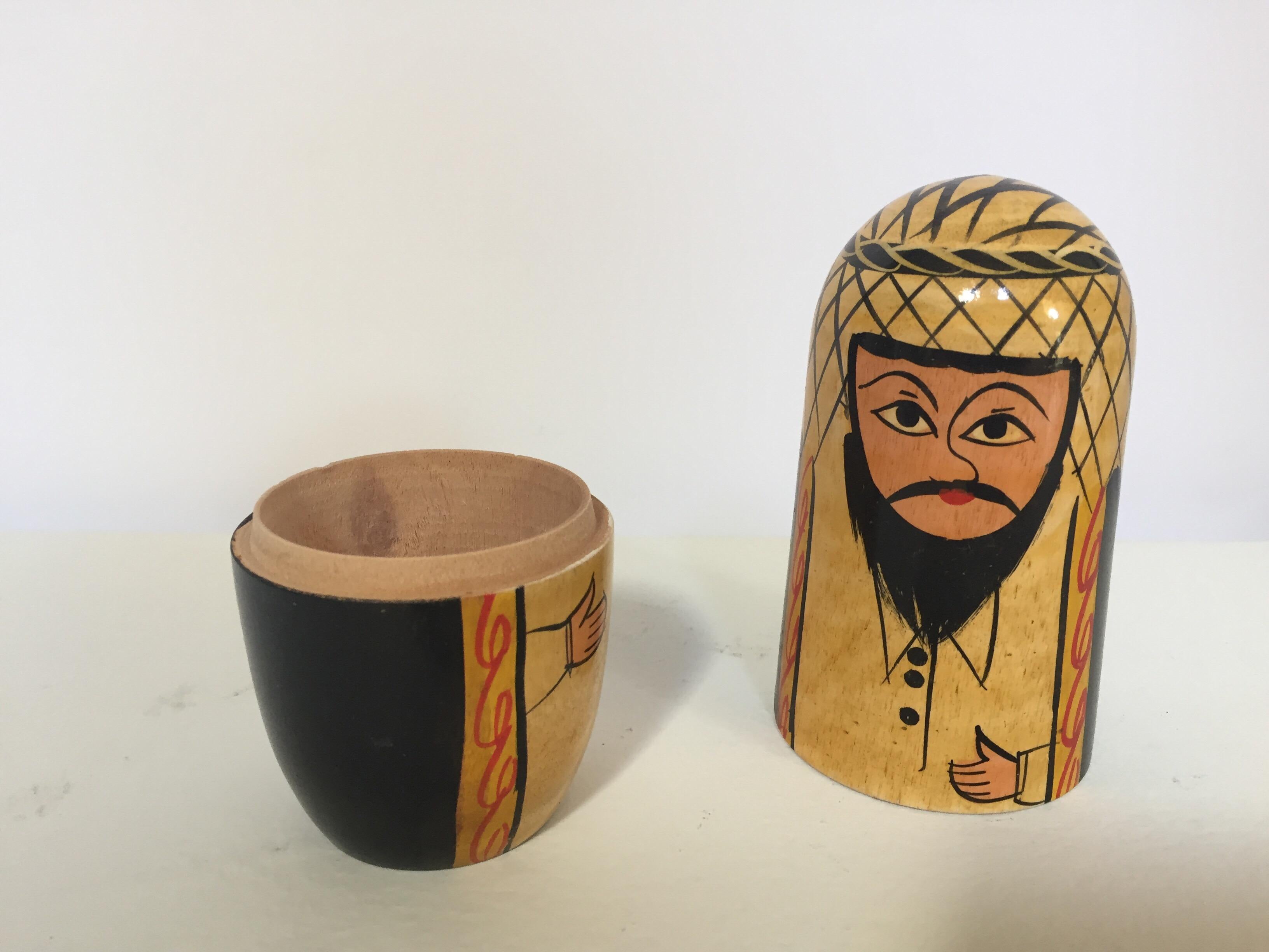 Saudi Arabian Vintage Arab Man and Women, Child and Pet Nesting Dolls