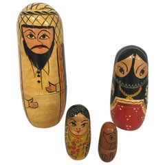 Vintage Arab Man and Women, Child and Pet Nesting Dolls