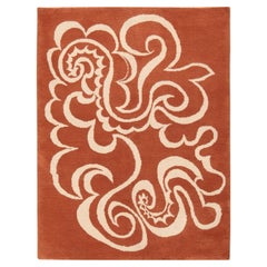 Tapis français vintage arabesques d'après Picasso.5 pieds x 6 pieds 8 po.