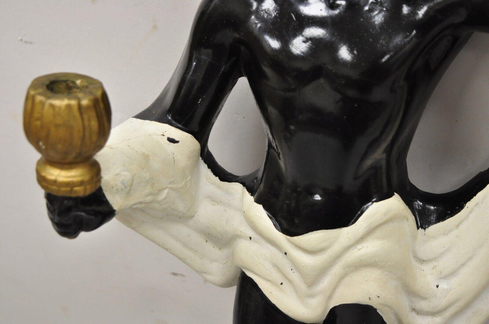 Vintage Arabian Chalkware Male Figural Wall Sconce Candlesticks - a Pair For Sale 5