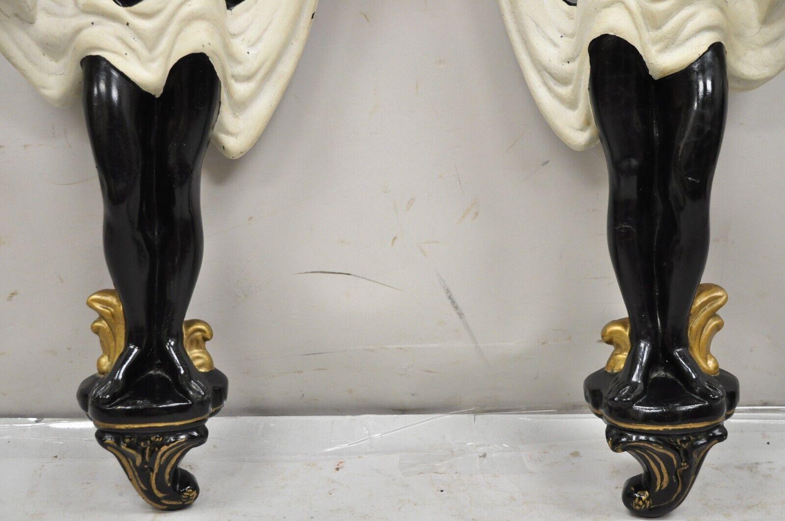 20th Century Vintage Arabian Chalkware Male Figural Wall Sconce Candlesticks - a Pair