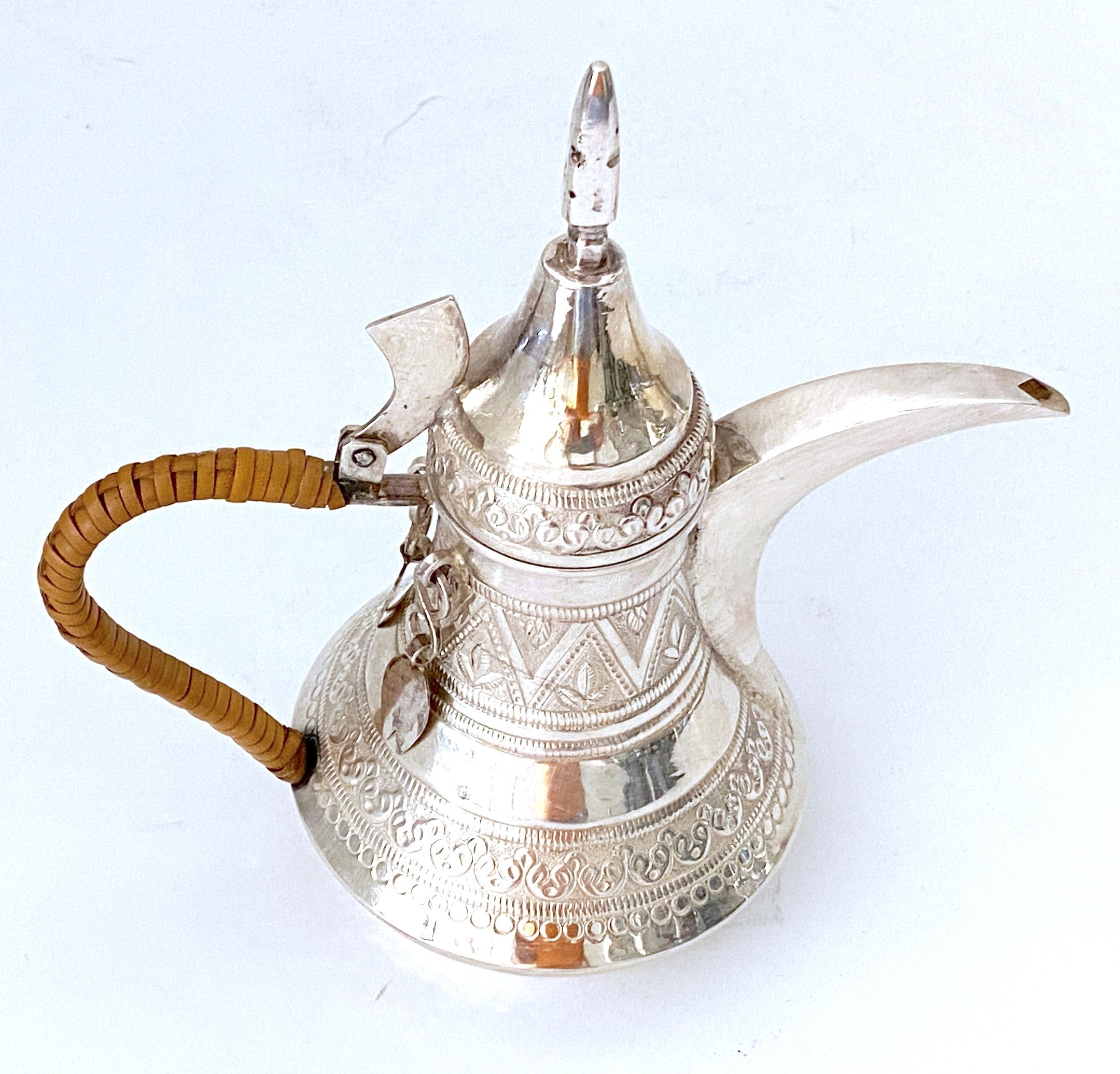 Silver Plate Vintage Arabic /Middle Eastern Silverplated Dallah Coffee Pot For Sale