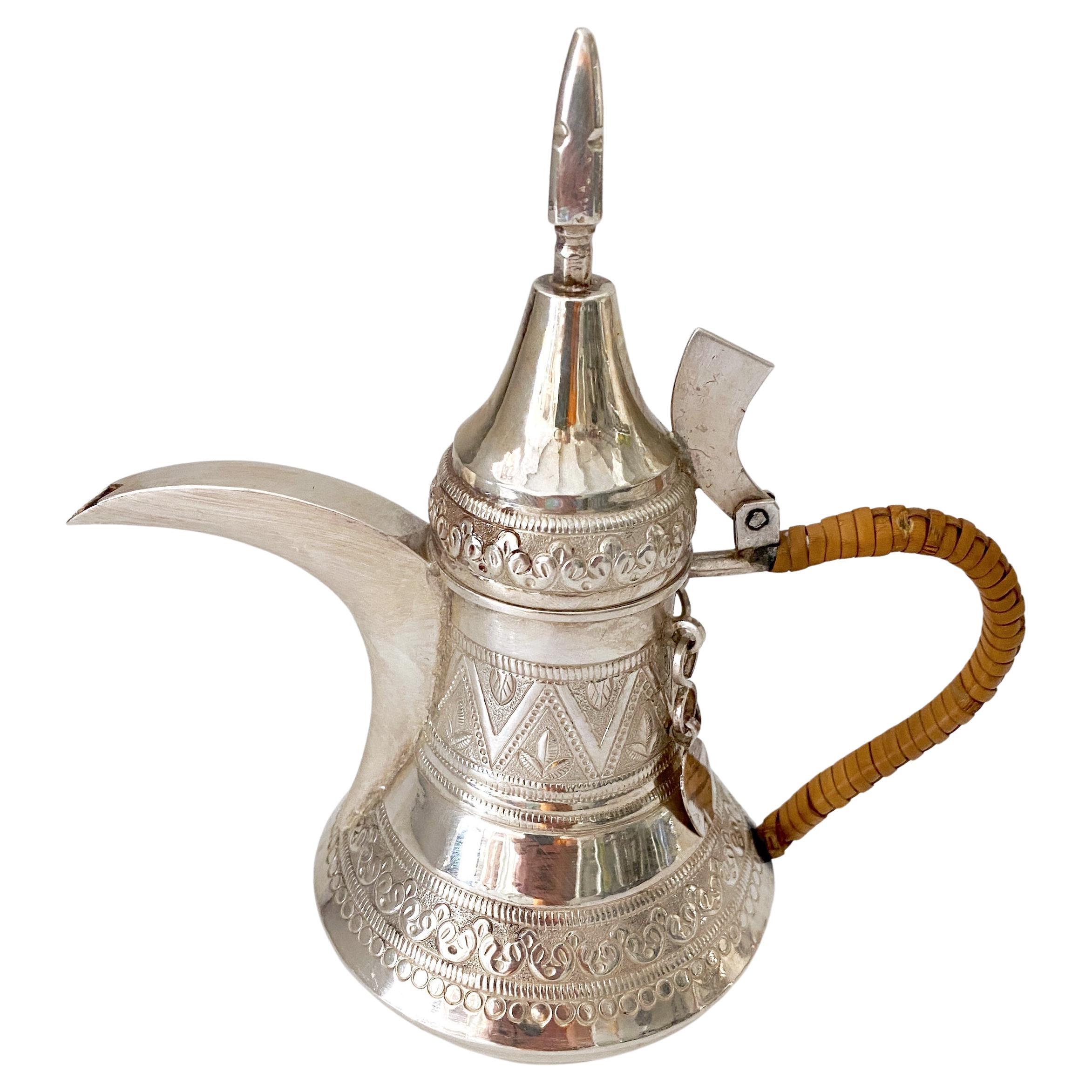 Vintage Arabic /Middle Eastern Silverplated Dallah Coffee Pot For Sale
