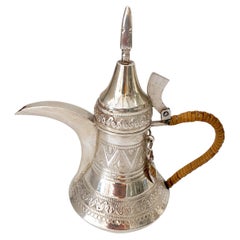 Antique Arabic /Middle Eastern Silverplated Dallah Coffee Pot