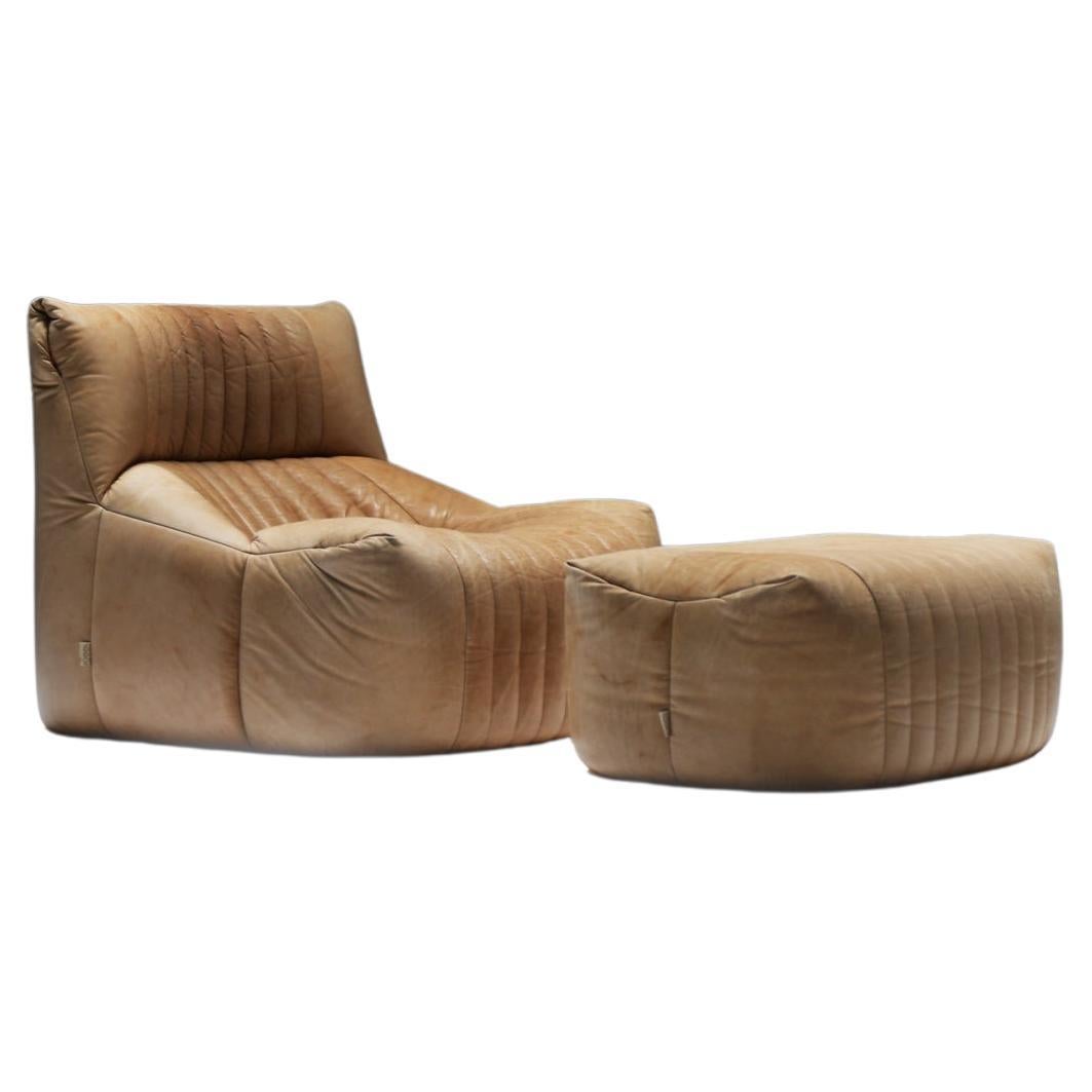 Vintage Aralia 
1981
 in Originalleder von Michel Ducaroy für Ligne Roset