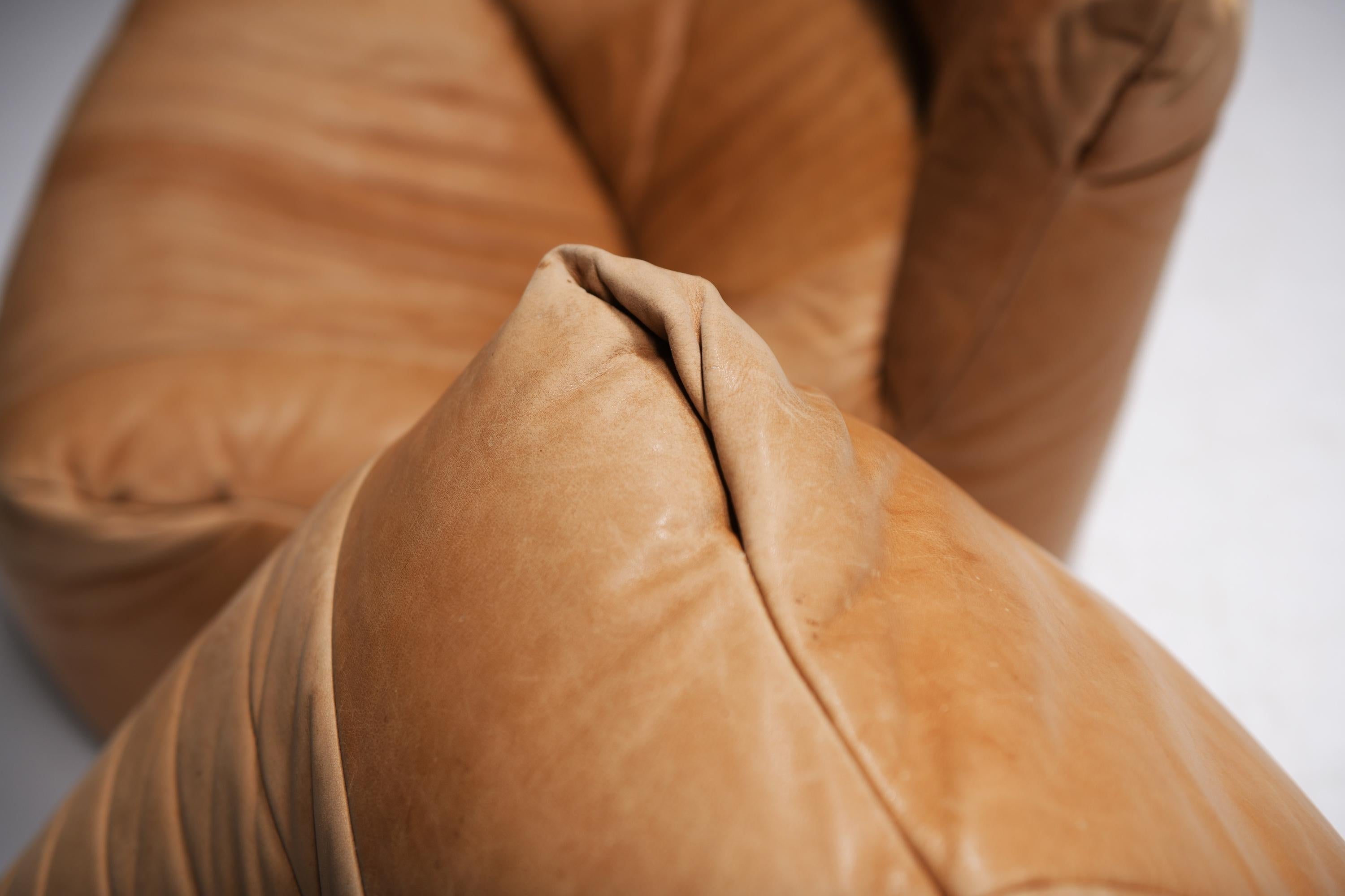 20th Century Vintage ARALIA set in original cognac leather by Michel Ducaroy for Ligne Roset