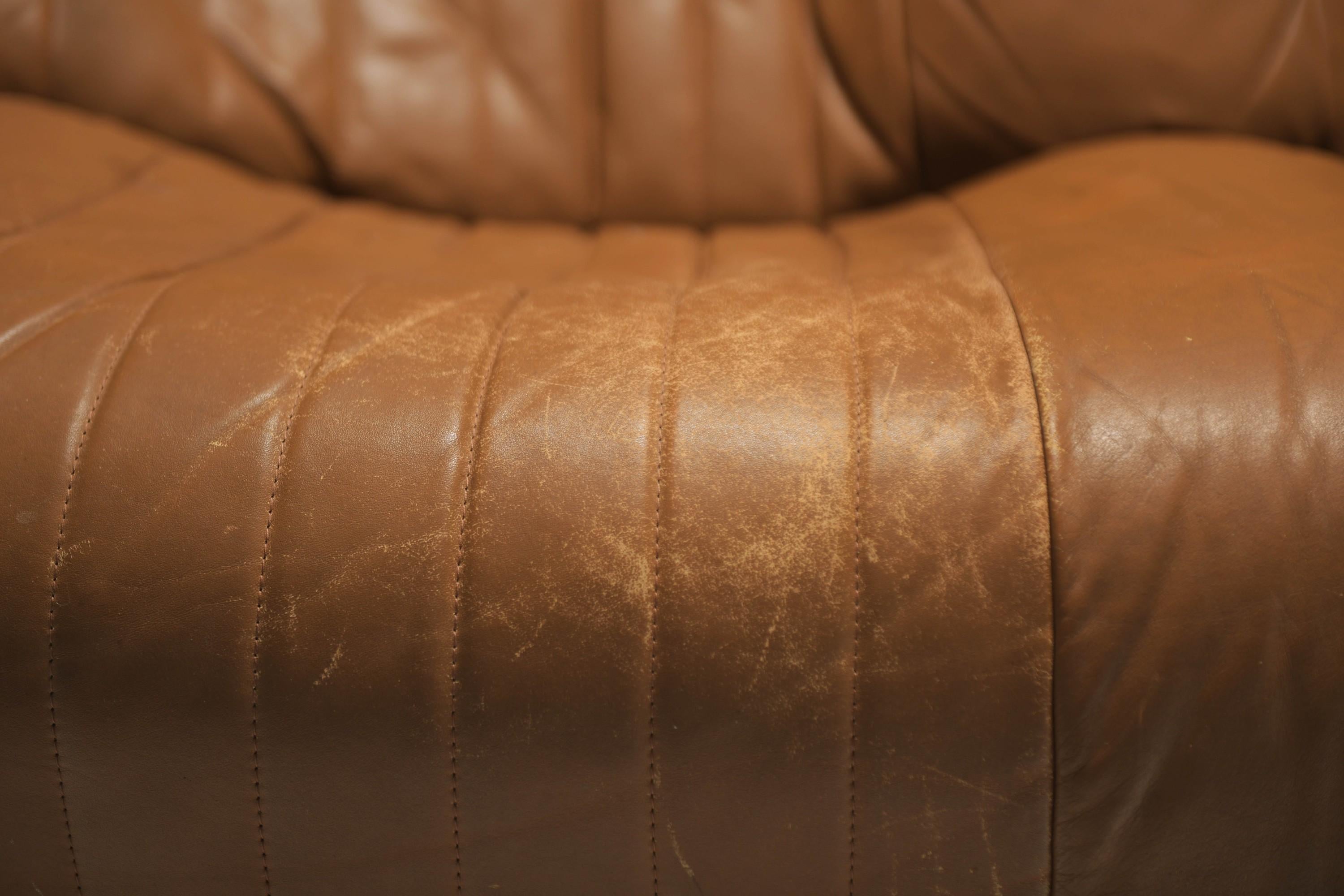 20th Century Vintage Aralia sofa in original cognac leather by Michel Ducaroy for Ligne Roset