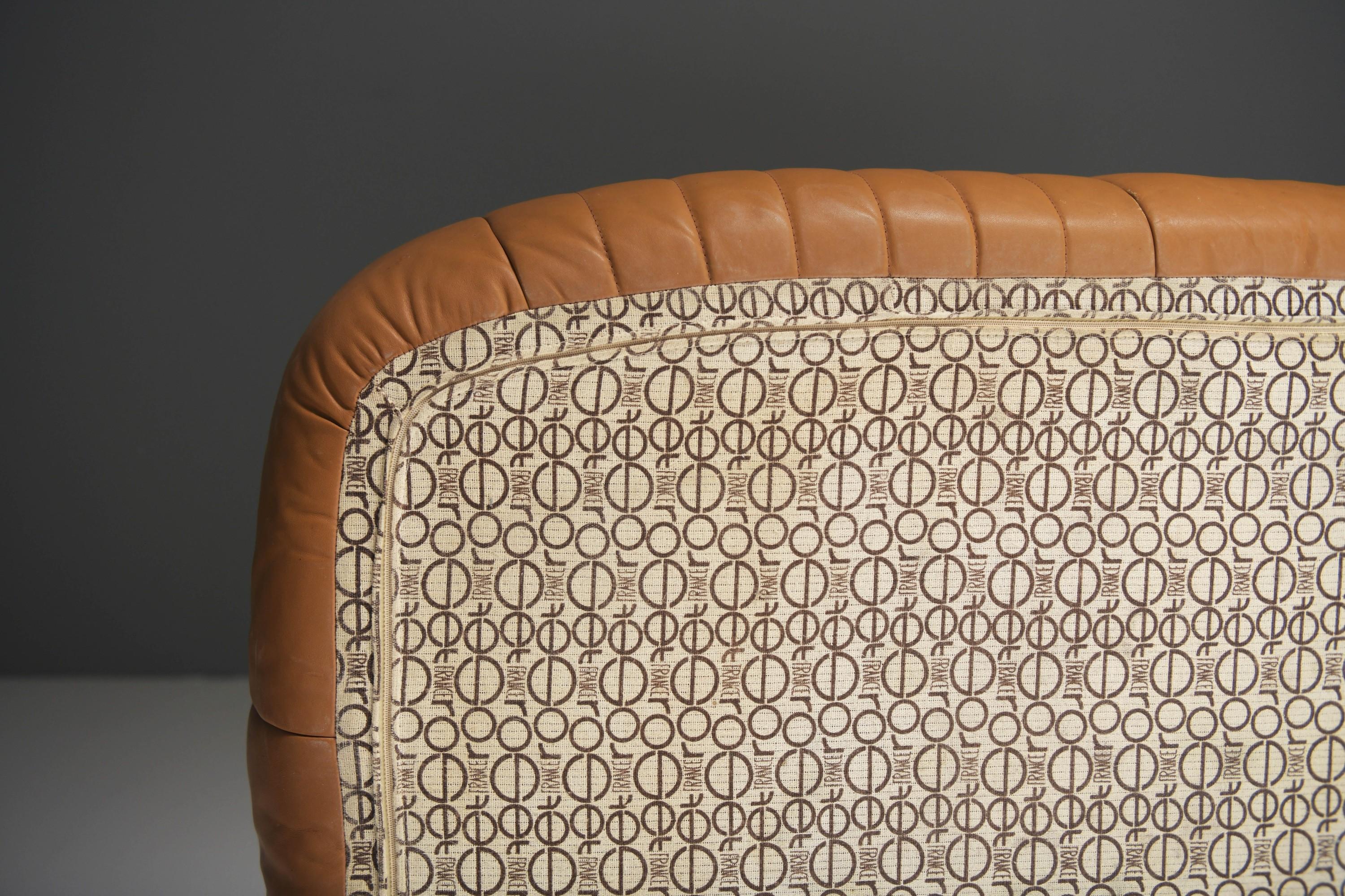 Vintage Aralia sofa in original cognac leather by Michel Ducaroy for Ligne Roset 2