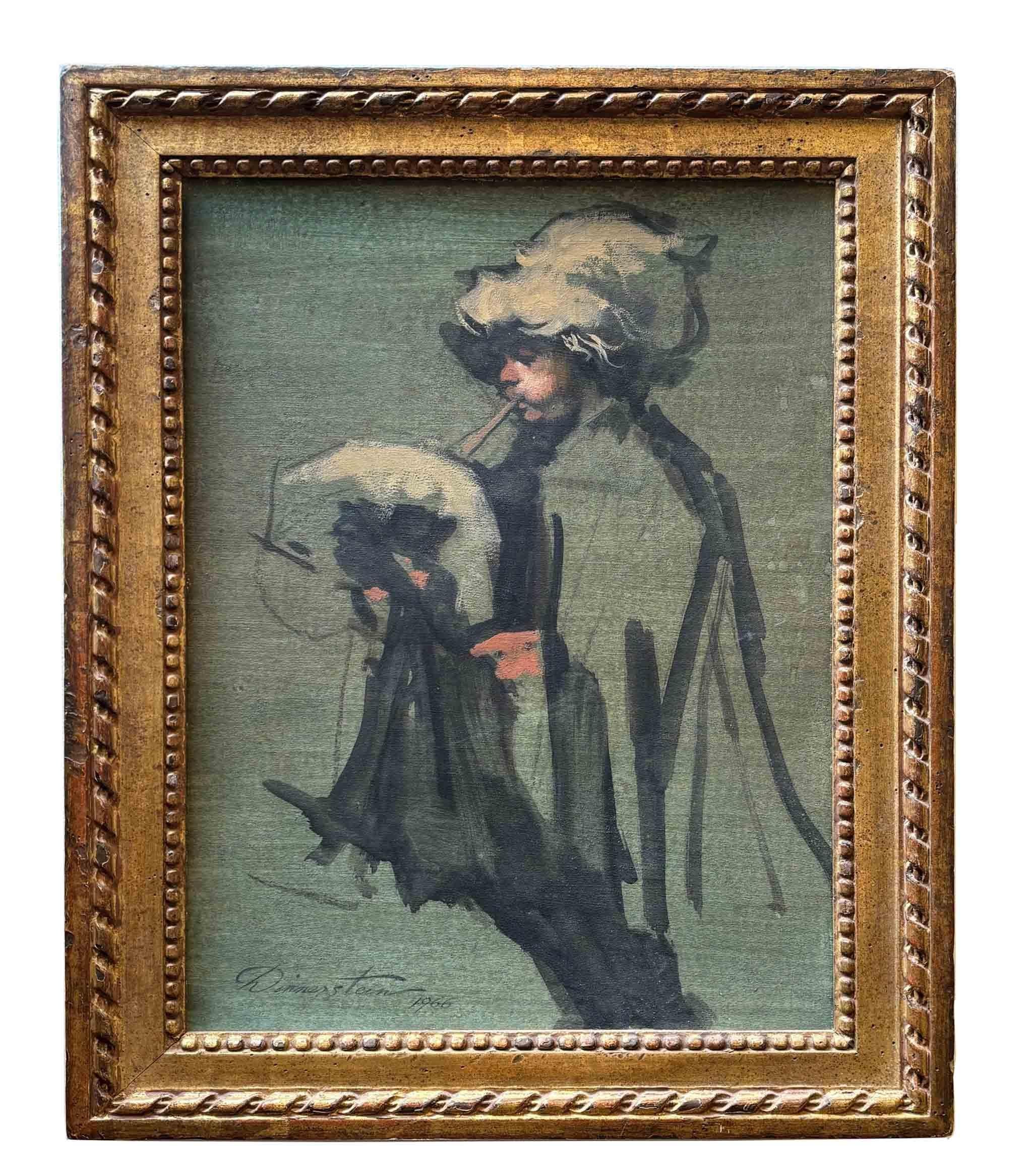 Pannello di pittura ad olio Arbruzzi Shepard d'epoca firmato da Harvey Dinnerstein in vendita 5