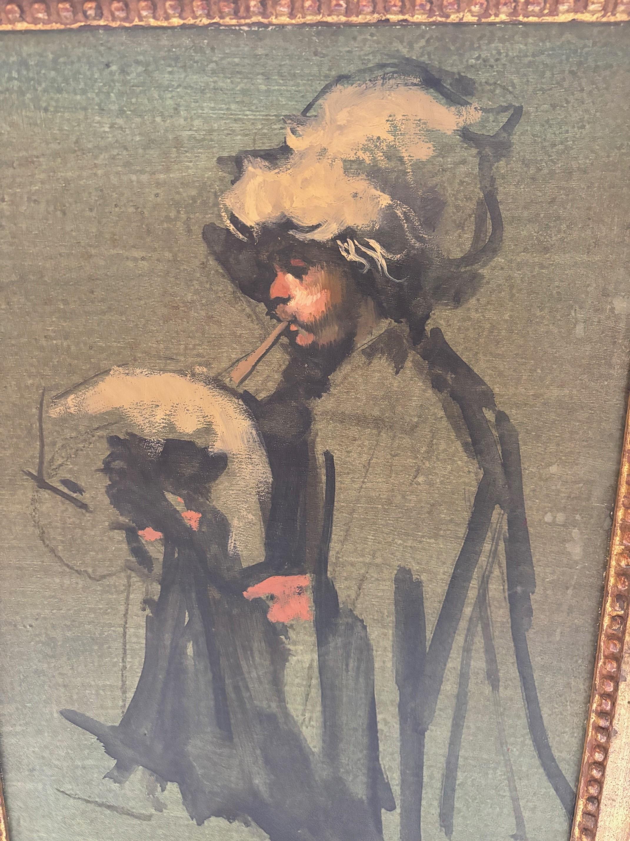 Pannello di pittura ad olio Arbruzzi Shepard d'epoca firmato da Harvey Dinnerstein in vendita 7