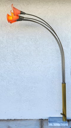 Vintage Arc Floor Lamp Italian Calla Lily