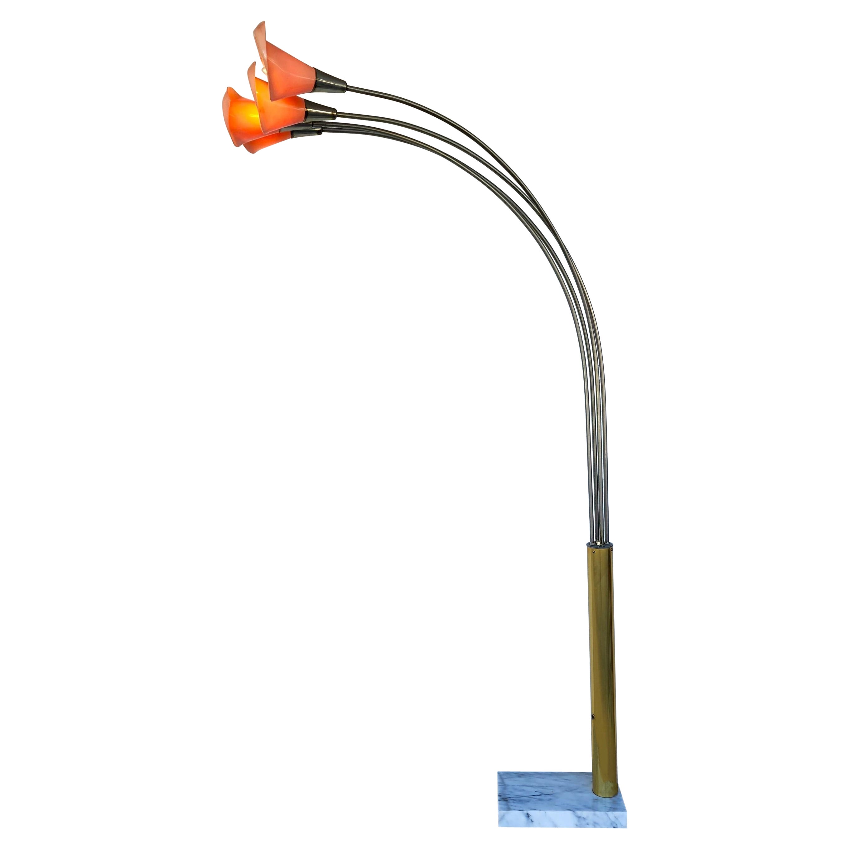 Vintage Arc Stehlampe, Italienische Calla Lily, Calla Lily