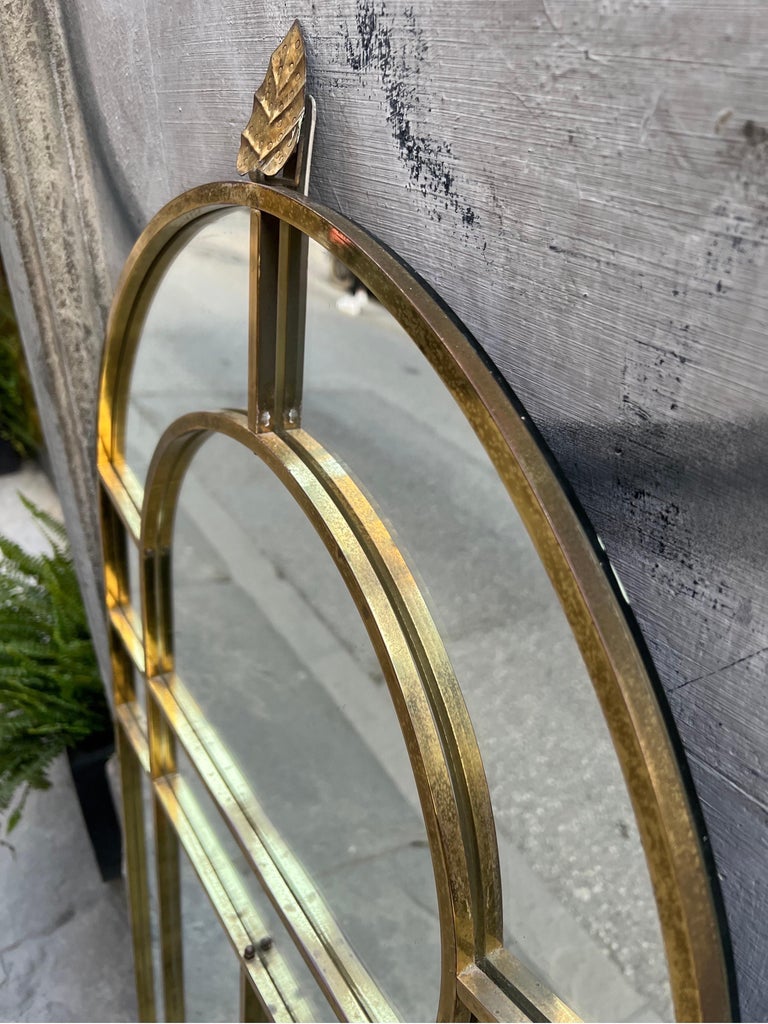 Vintage Arch Mirror with Brass Frames, 1970s For Sale at 1stDibs