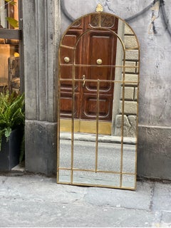 Vintage Arch Mirror with Brass Frames, 1970s