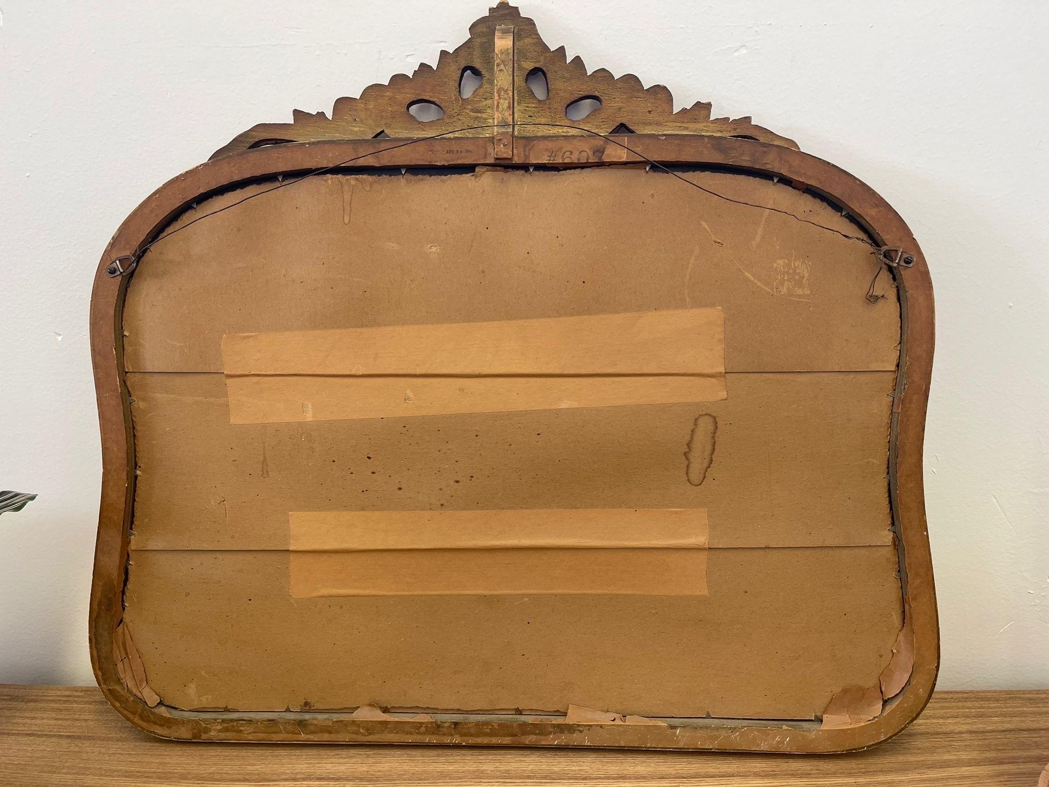 Vintage Arched Ornate Carved Gilt Wood Framed Mirror. Circa 1940s  For Sale 3