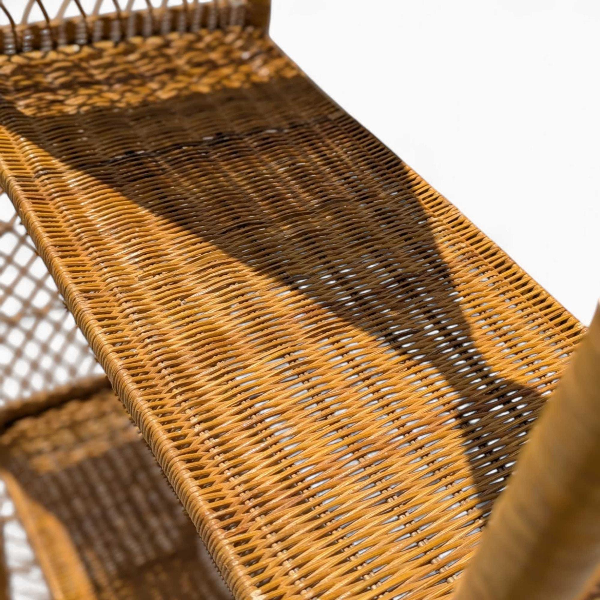 Vintage Arched Rattan Tall Etagere - Woven Wicker Bookshelf, 1970s For Sale 5