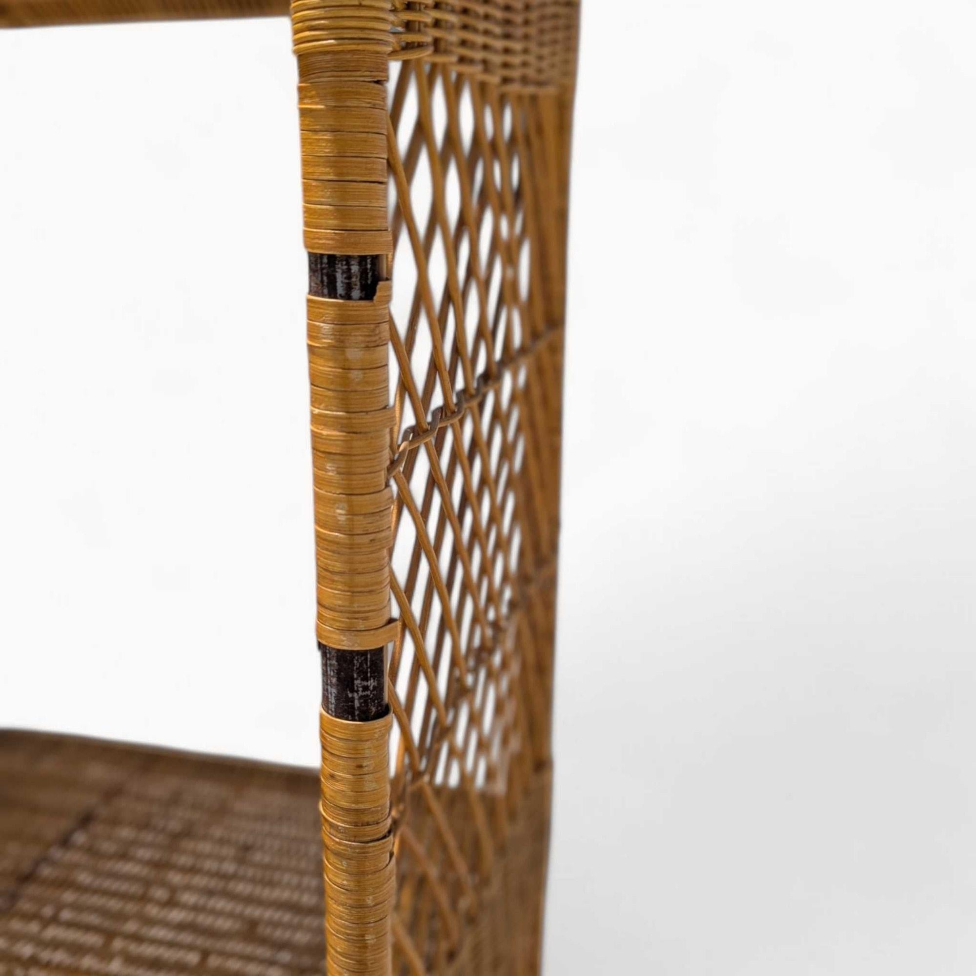 Vintage Arched Rattan Tall Etagere - Woven Wicker Bookshelf, 1970s For Sale 6