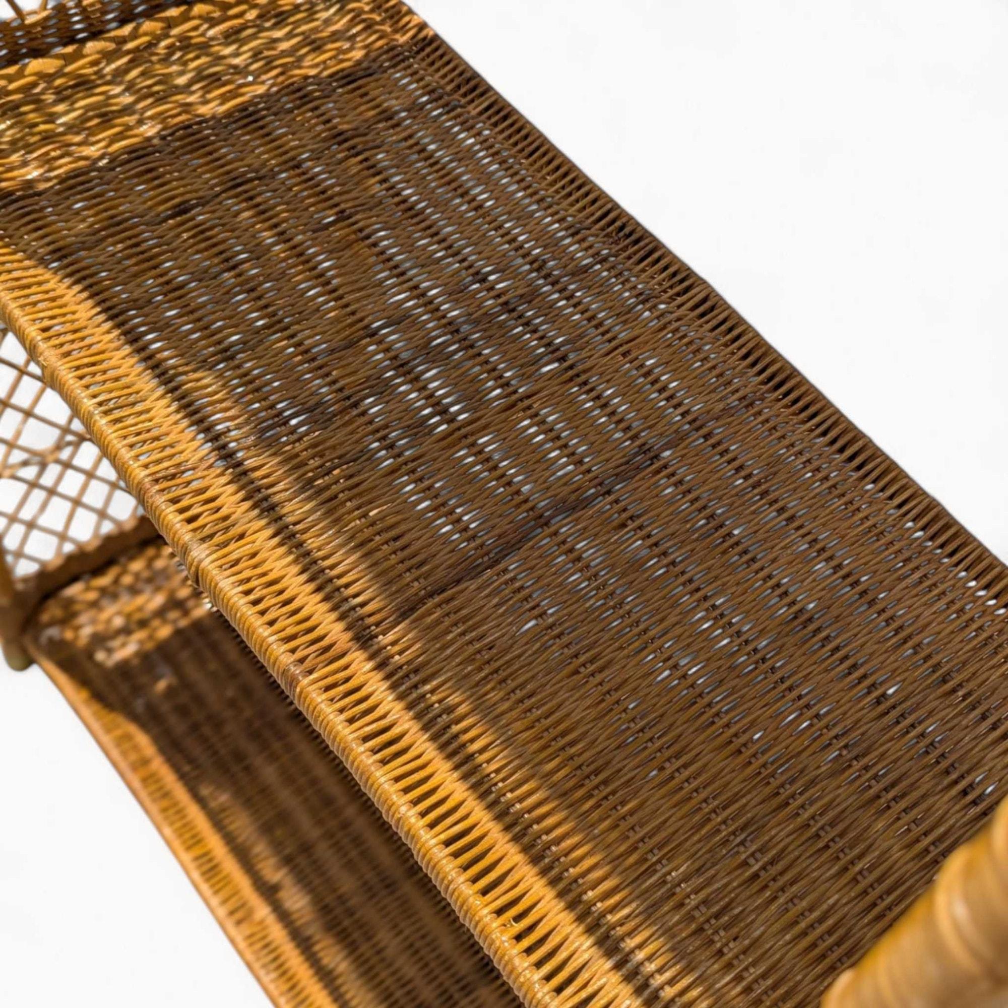 Vintage Arched Rattan Tall Etagere - Woven Wicker Bookshelf, 1970s For Sale 2