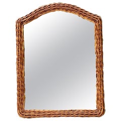 Vintage Arched Rattan Wall Mirror