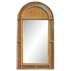 Miroir vintage en rotin tressé