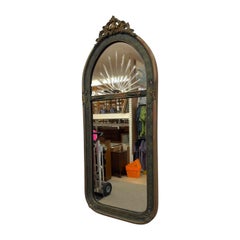 Vintage Archedr Pier Mirror with Glass Sunburst Prism – Ornate Gilt wall Mirror.