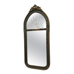 Vintage Archedr Pier Mirror with Glass Sunburst Prism – Ornate Gilt wall Mirror.