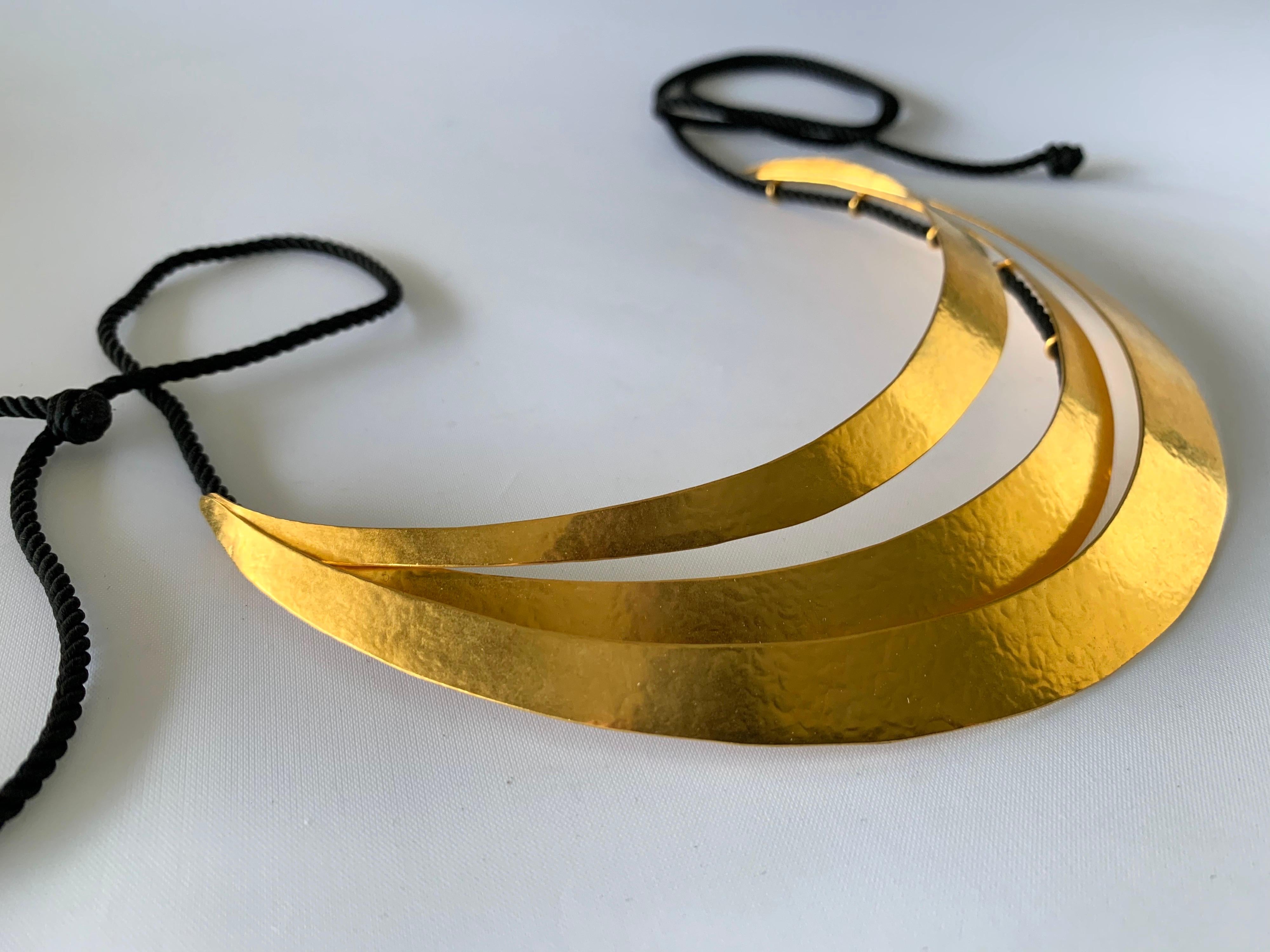 Contemporary Vintage Architectural Asymmetrical Wave Statement Necklace