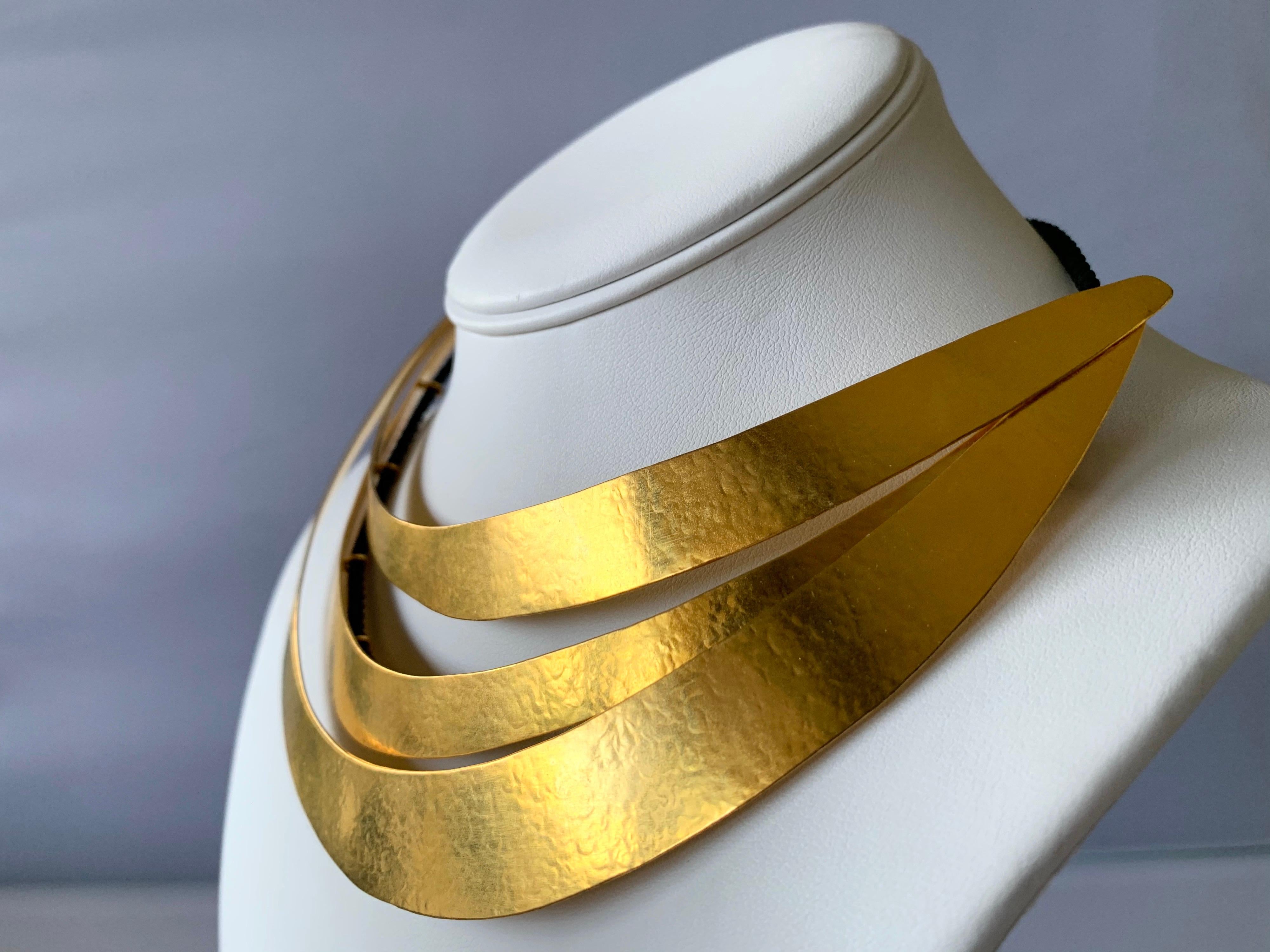 Vintage Architectural Asymmetrical Wave Statement Necklace   In Excellent Condition In Palm Springs, CA