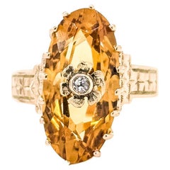 Anello Vintage Architectural Basket con diamante e citrino in oro giallo 14k