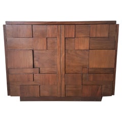 Vintage Architectural Brutalist Cabinet, 1970s