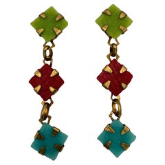 Orecchini architettonici d'epoca in oro colorato di Herve Van der Straeten