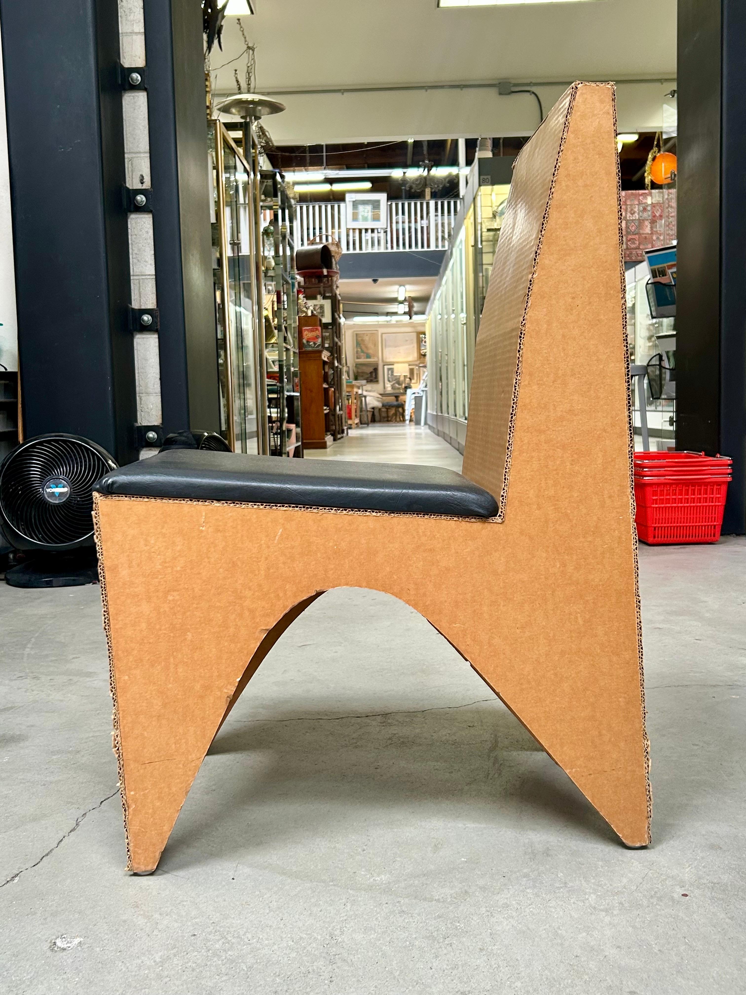 Original design.
Probably a one-off.
Solid and sturdy. 
Can hold over 300 pounds.
Original vinyl seat.
Minor wear and patina consistent with age and use. 
This chair was found at an estate that had two other Sterns designed chairs and one original