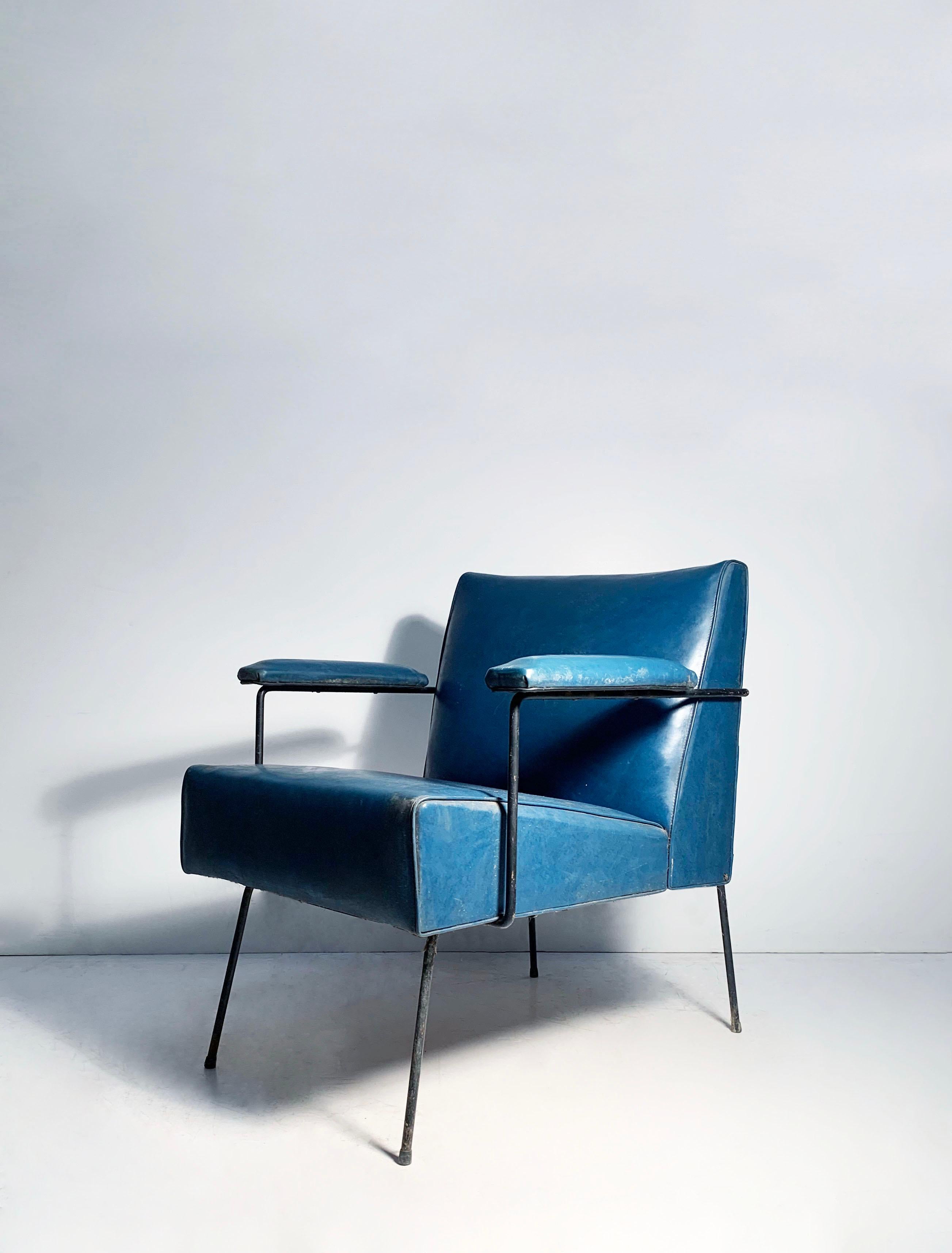Américain Chaise longue vintage avec cadre en fer et design architectural en vente