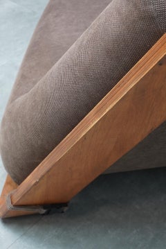 Vintage Architectural Lounge Seating in Textured Fabric and Wood, 1960s